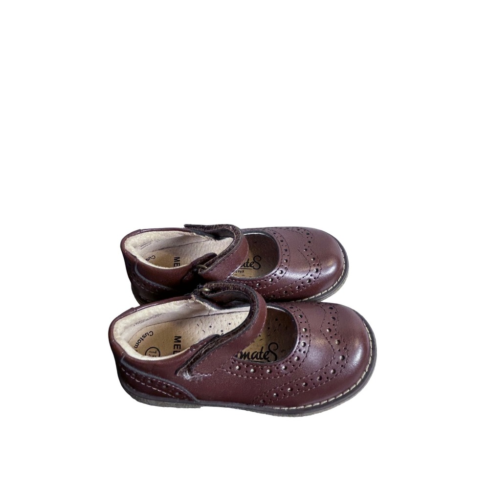 Footmates Mary Jane 7.5 Brown Brogue Wingtip Leather Kids Shoes